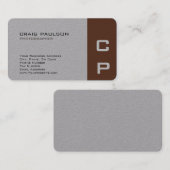 Minimalistisch Monogram Modern Gray Brown Visitekaartje (Voorkant / Achterkant)