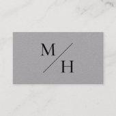 Minimalistisch monogram modern grijs Initiaal Visitekaartje (Voorkant)