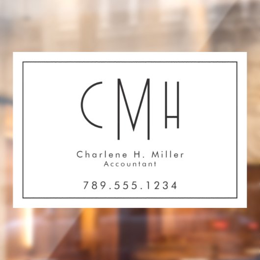 Minimalistisch Monogram Modern Professioneel Raamsticker (Vel 2)