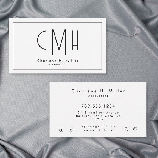 Minimalistisch Monogram Modern Professioneel Visitekaartje