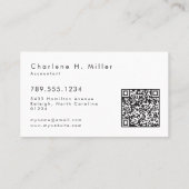 Minimalistisch Monogram Modern QR Code Professione Visitekaartje (Achterkant)