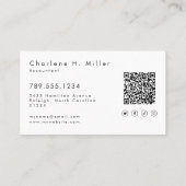 Minimalistisch Monogram Modern QR Code Professione Visitekaartje (Achterkant)