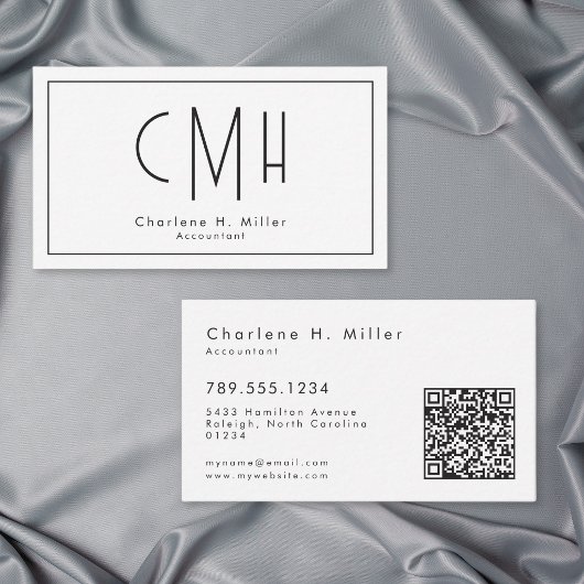 Minimalistisch Monogram Modern QR Code Professione Visitekaartje