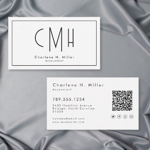 Minimalistisch Monogram Modern QR Code Professione Visitekaartje
