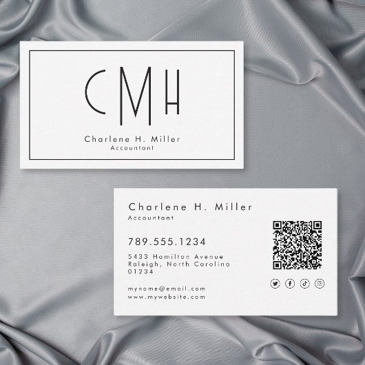 Minimalistisch Monogram Modern QR Code Professione Visitekaartje