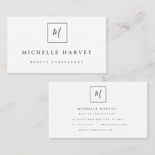 Minimalistisch Monogram Modern Simple Visitekaartj Visitekaartje (Voorkant / Achterkant)