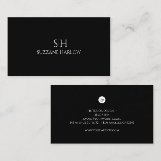 Minimalistisch monogram Modern Visitekaartje (Voorkant / Achterkant)