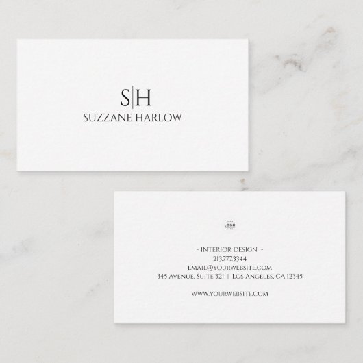 Minimalistisch monogram Modern Visitekaartje (Voorkant / Achterkant)