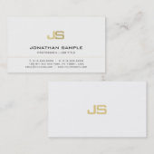 Minimalistisch monogram Modern White Gold Plain Visitekaartje (Voorkant / Achterkant)