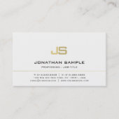 Minimalistisch monogram Modern White Gold Plain Visitekaartje (Voorkant)
