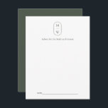 Minimalistisch Monogram Mos Groene Bruiloft Advieskaart<br><div class="desc">Minimalistisch Monogram Moss Green bruiloft advies Kaart. Pas de aangepaste tekst hierboven aan. U kunt aanvullende coördinerende items vinden in ons "Minimalist Monogram Sage Green & Moss Green Wedding" collectie. *** LET OP: ALLE TEKST EN TEKST EN ACHTERGRONDKLEUR IS BEWERKBAAR. U kunt alle woorden wijzigen en ook de tekstkleur. Voor...</div>
