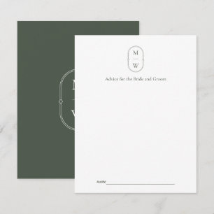 Minimalistisch Monogram Mos Groene Bruiloft Advieskaart