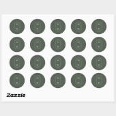 Minimalistisch Monogram Mos Groene Bruiloft Ronde Sticker (Vel)