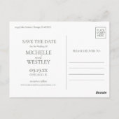 Minimalistisch Monogram Moss Green Bewaar de datum Briefkaart (Achterkant)