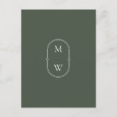 Minimalistisch Monogram Moss Green Bewaar de datum Briefkaart (Voorkant)