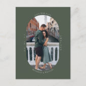 Minimalistisch Monogram Moss Green Foto Opslaan va Briefkaart (Voorkant)