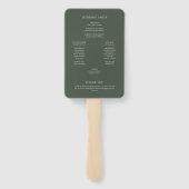 Minimalistisch Monogram Moss Green huwelijksprogra Handwaaier (Achterkant)