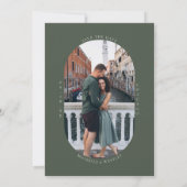Minimalistisch Monogram Moss Groen Huwelijksfoto Save The Date (Achterkant)
