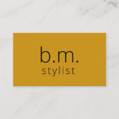 Minimalistisch monogram mosterdgeel QR-code Visitekaartje (Voorkant)