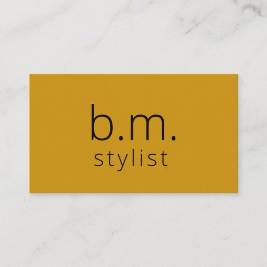 Minimalistisch monogram mosterdgeel QR-code Visitekaartje (Voorkant)