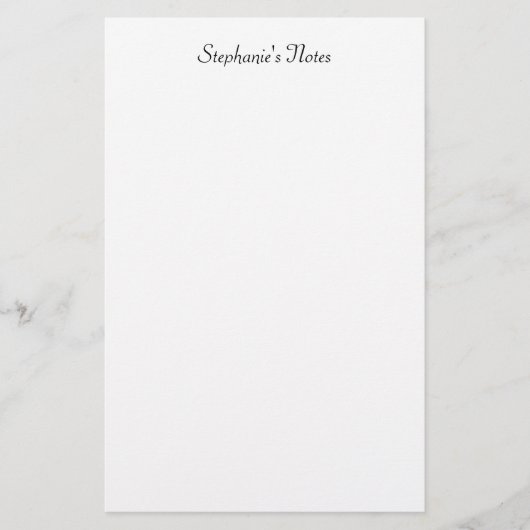 Minimalistisch Monogram Naam Aangepaste Kleur Zwar Briefpapier (Voorkant)