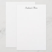 Minimalistisch Monogram Naam Aangepaste Kleur Zwar Briefpapier (Voorkant / Achterkant)