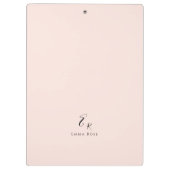 Minimalistisch Monogram Naam Elegant Roze Klembord (Achterkant)
