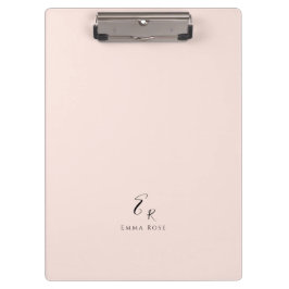 Minimalistisch Monogram Naam Elegant Roze Klembord