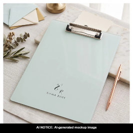 Minimalistisch Monogram Naam Elegante Mintgroen Klembord