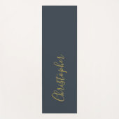 Minimalistisch Monogram Navy Blau Gouden Script Na Yogamat (Voorkant)