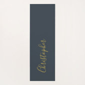 Minimalistisch Monogram Navy Blau Gouden Script Na Yogamat (Achterkant)