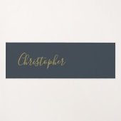 Minimalistisch Monogram Navy Blau Gouden Script Na Yogamat (Voorkant (horizontaal))