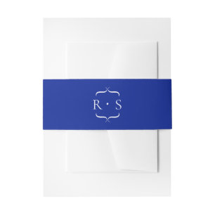 Minimalistisch Monogram Navy Blauwe Krulhaakjes Uitnodigingen Wikkel