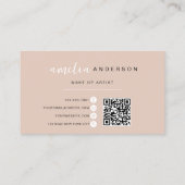 Minimalistisch Monogram Neutraal Beige Qr Code Visitekaartje (Achterkant)