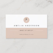 Minimalistisch Monogram Neutraal Beige Qr Code Visitekaartje (Voorkant)