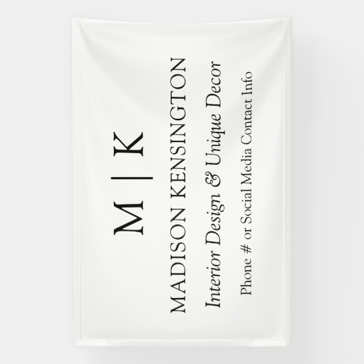 Minimalistisch monogram of Logo buitenbedrijf toev Spandoek (Verticaal)