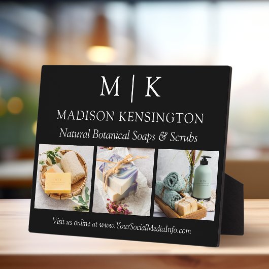 Minimalistisch monogram of Logo Business 3 Foto to Fotoplaat