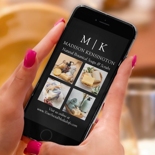 Minimalistisch monogram of Logo Business 4 Foto to Kaart