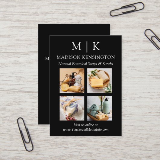 Minimalistisch monogram of Logo Business 4 Foto to Visitekaartje (Voorkant / Achterkant in situ)