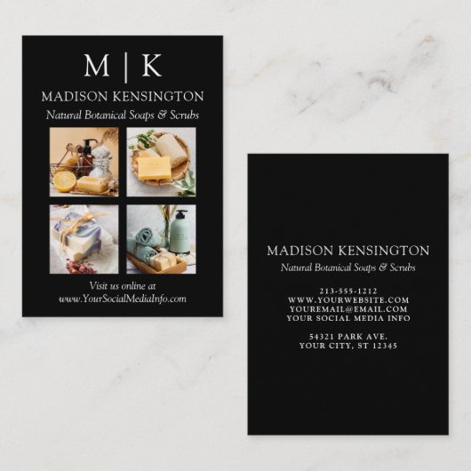 Minimalistisch monogram of Logo Business 4 Foto to Visitekaartje (Voorkant / Achterkant)