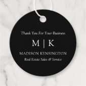 Minimalistisch monogram of Logo Business Black toe Bedankjes Labels (Voorkant)