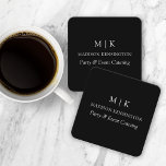 Minimalistisch monogram of Logo Business Black toe Kartonnen Onderzetters<br><div class="desc">Moderne minimalistische Onderzetters. Zwart-wit of kies uw aangepaste kleuren. Ideaal voor kleine bedrijven,  bedrijfsmerken,  cateraars,  koffiecafés,  restaurants en nog veel meer. Eenvoudig aan te passen met uw monogram-initialen,  bedrijfsnaam en -informatie,  taaktitel,  slogan of zelfs uw eigen logo- of merkontwerp toe te voegen.</div>