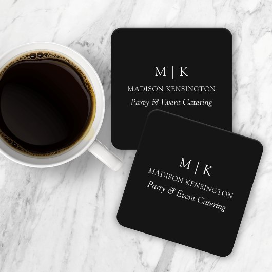 Minimalistisch monogram of Logo Business Black toe Kartonnen Onderzetters
