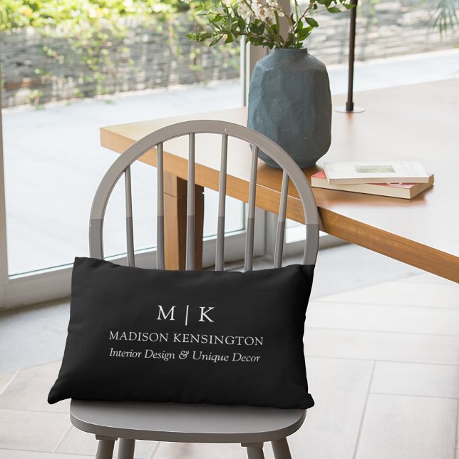 Minimalistisch monogram of Logo Business Black toe Kussen (Edit to Customize text, colors and more)