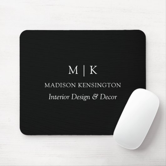 Minimalistisch monogram of Logo Business Black toe Muismat (Met muis)