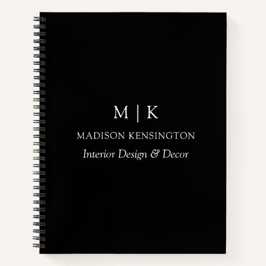 Minimalistisch monogram of Logo Business Black toe Notitieboek (Voorkant)