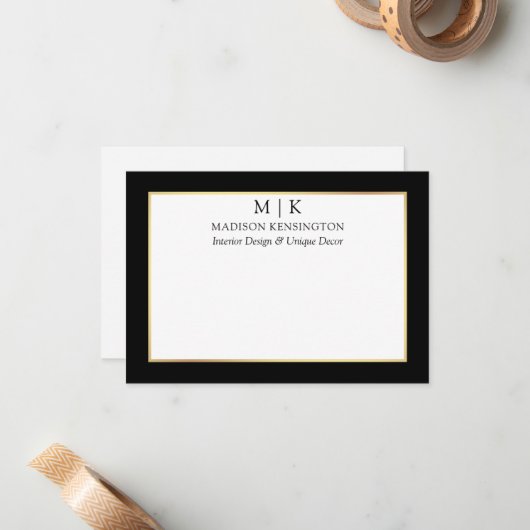 Minimalistisch monogram of Logo Business Black toe Notitiekaartje (Voorkant / Achterkant in situ)