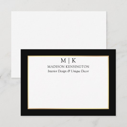 Minimalistisch monogram of Logo Business Black toe Notitiekaartje (Voorkant / Achterkant)