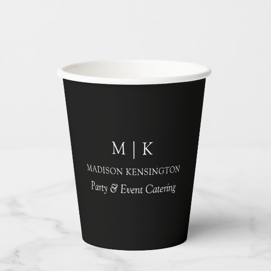 Minimalistisch monogram of Logo Business Black toe Papieren Bekers (Voorkant)