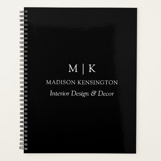 Minimalistisch monogram of Logo Business Black toe Planner (Voorkant)